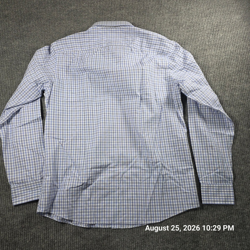 UNTUCKit Mens XL Tall Wrinkle Free Blue Gingham Long Sleeve Button Down Shirt - Picture 5 of 5